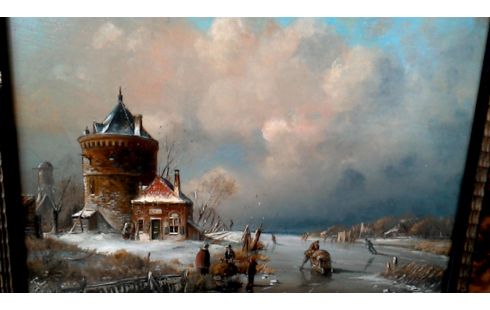 SCHILDERIJ PANEEL  WINTERSCENE/AVERNEER