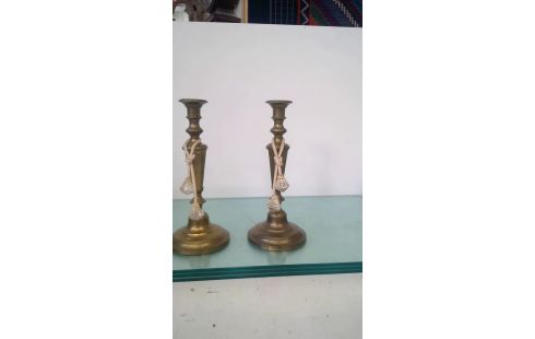 KANDELAARS PAAR  MESSING