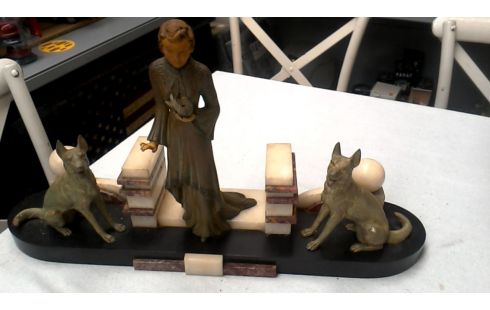 SCHOUWGARNITUUR ART DECO MARMER BRONS