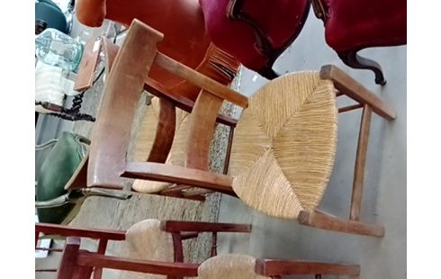 LOT DE 2 CHAISES BOIS PAILLET