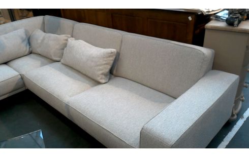 HOEKSALON WIT GRIJS STOF