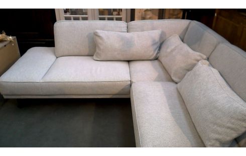 HOEKSALON WIT GRIJS STOF