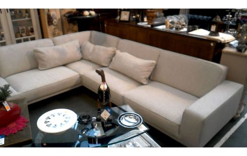 HOEKSALON WIT GRIJS STOF