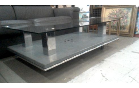 WOHNZIMMERTISCH 1 EIS METALL AUF ROLLEN