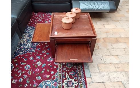 TABLE BASSE+PLATEAUX STYLE INDONNÉSIEN