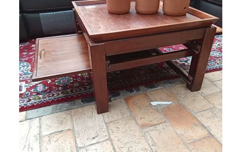 TABLE BASSE+PLATEAUX STYLE INDONNÉSIEN