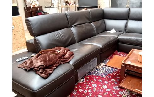 CANAPE D'ANGLE cuir 2 relax electrique TOP