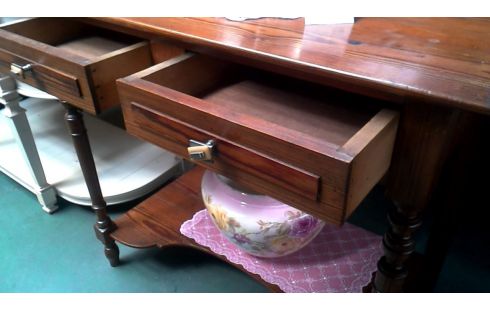 TABLE CONSOLE PIN ANTIQUE 2 TIROIRS