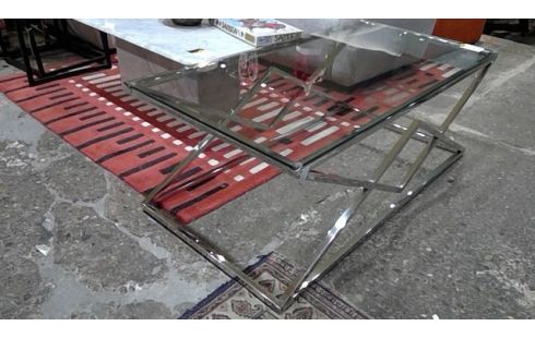 TABLE BASSE MODERNE VERRE/CHROME