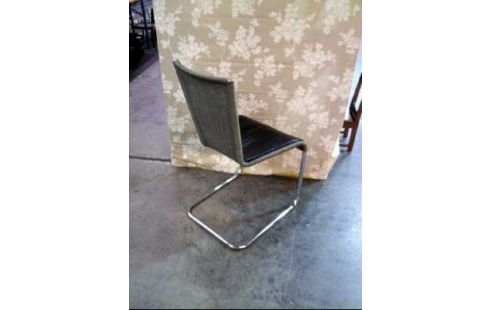 STUHL METALL RATTAN GRAU AUFLAGE SCHWARZ