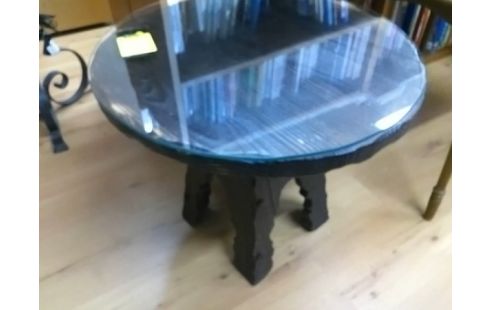 TABLE BASSE PM CHENE FONCE AVEC PLATEAU VERRE