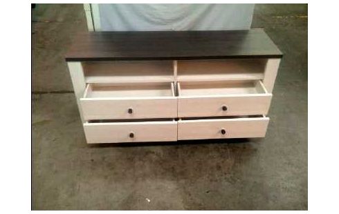 SIDEBOARD HOLZ WEIß /SCHWARZ 4 SCHUBL. 2 E.