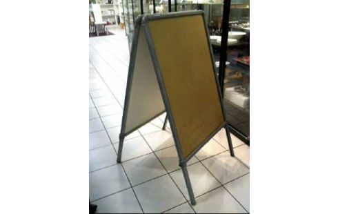 WERBUNGSSCHILD METALL GRAU STEHEND