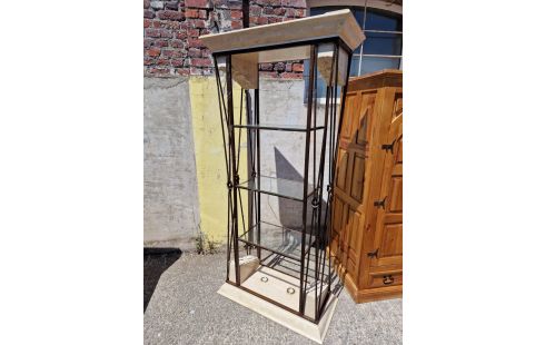 ETAGERE DE RANGEMENT look travertin métal avec éclairage