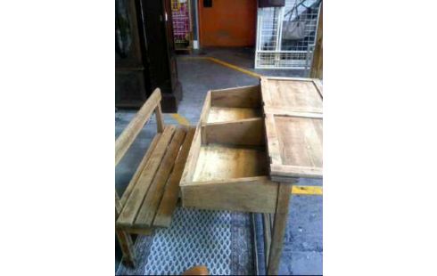 SCHULBANK 2-SITZER HOLZ ALT AUFKLAPPBAR