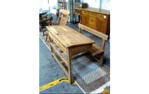 SCHULBANK 2-SITZER HOLZ ALT AUFKLAPPBAR