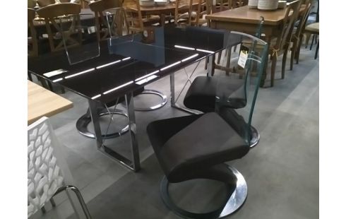 CHAISE DESIGN DOSSIER EN PLEXIGLASS ET SIMILICUIR LOT DE 4