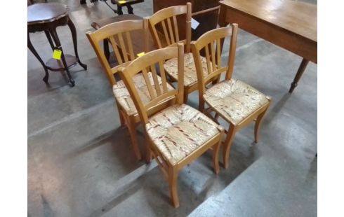 4 CHAISES BOIS PAILLEES