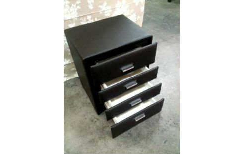 NACHTTISCH SCHWARZ LEDEROPTIK 4-SCHUBL.
