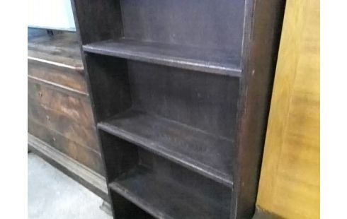 ETAGERE BOIS FONCE AVEC VITRES COULLISSANTES