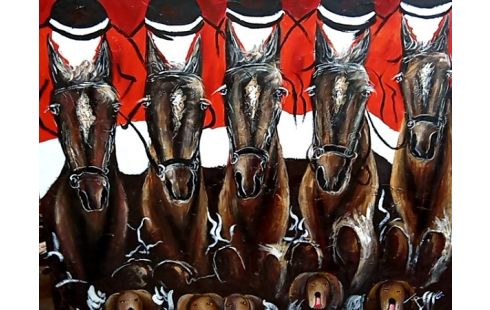 HUILE SUR TOILE LES CAVALIERS