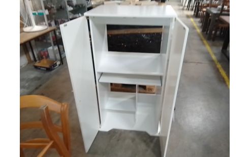 MEUBLE BUREAU 2 PORTES MELAMINE BLANC