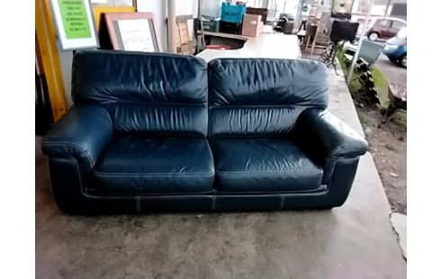 CANAPE CUIR BLEU 3 PLACES