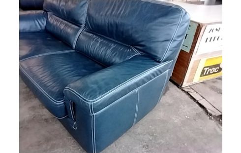 CANAPE CUIR BLEU 3 PLACES