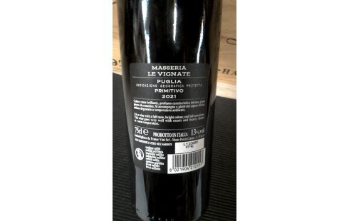 FLES WIJN 2021. PRIMITIVO IGP PUGLIA