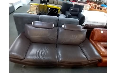 CANAPE CUIR 3 PLACES CHATEAU D'AXE MARRON