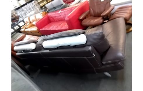 CANAPE CUIR 3 PLACES CHATEAU D'AXE MARRON