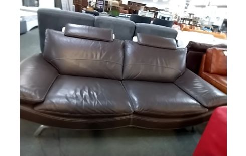 CANAPE CUIR 3 PLACES CHATEAU D'AXE MARRON