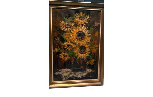 SCHILDERIJ  ZONNEBLOEMEN SIGNATUUR