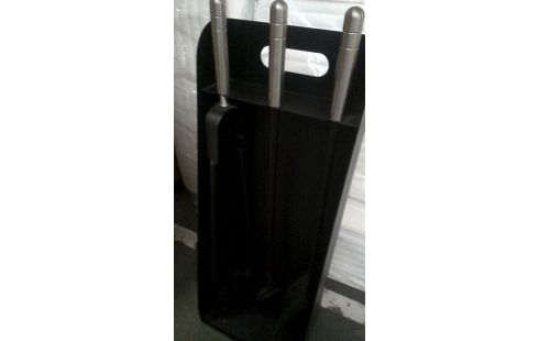 SERVITEUR DE CHEMINEE MODERNE NOIR ACIER MET INOX