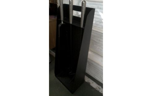 SERVITEUR DE CHEMINEE MODERNE NOIR ACIER MET INOX