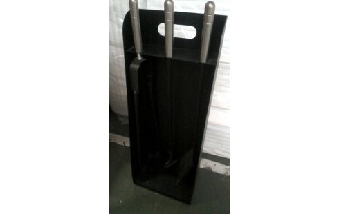 SERVITEUR DE CHEMINEE MODERNE NOIR ACIER MET INOX