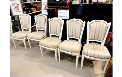 LOT DE 6 6 CHAISES STYLE LOUIS 16 BLANCHES