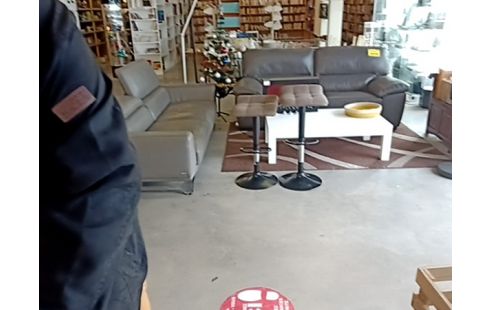 TABOURET DE BAR METAL NOIR ET TISSUS GRIS