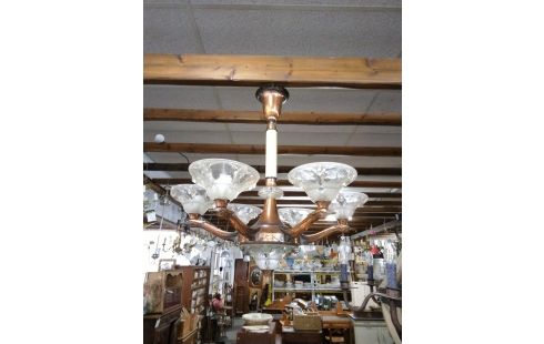 LUSTRE 5 BRANCHES ART DECO