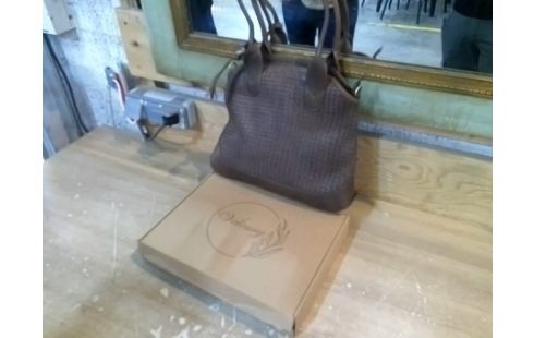 SAC A MAIN CUIR GM MARRON