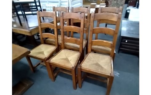 6 CHAISES CHENE PAILLEES
