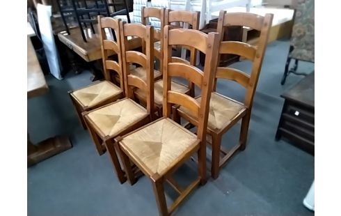 6 CHAISES CHENE PAILLEES