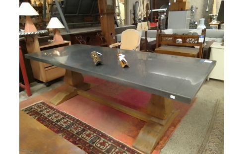 TABLE PIETEMENT BOIS PLATEAU ZINC