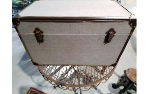 MALLE TISSU GRIS ET CUIR