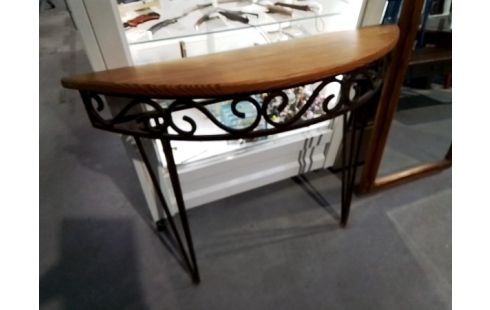 CONSOLE DEMI LUNE BOIS ET METAL