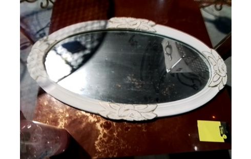 MIROIR OVALE CADRE METAL DECO FLEURS