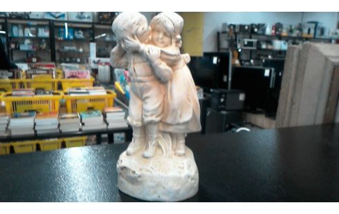 COUPLE ENFANTS STATUETTE PLATRE