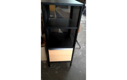 HOUT STAPELREKJE  ZWART/METAAL