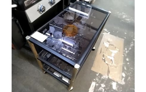 DESSERTE A ROULETTES NOIRE 3 PLATEAUX VERRE