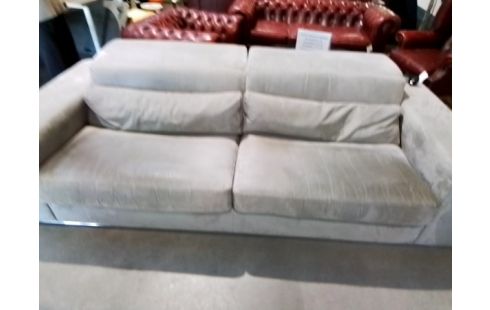 CANAPE 3P TETIERES ELECTRIQUES SUEDINE GRIS